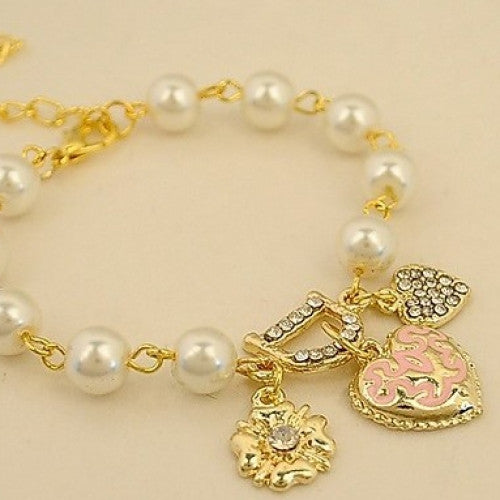 Love Heart Bracelets Bangles For Women with Floral