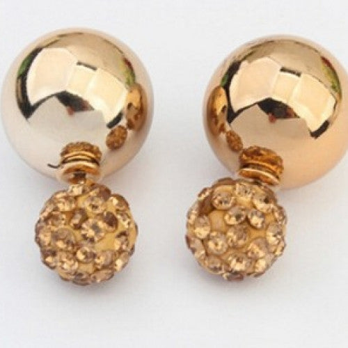 Women Earrings Two Ball Pearls Stud Earrings