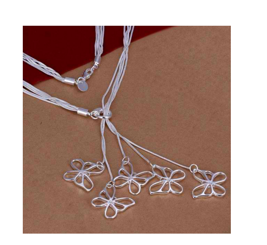 Fashion Jewelry butterfly pendant Necklace silver women